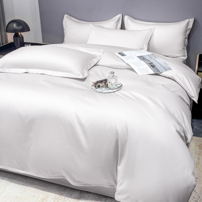 91家纺网 家纺一手货源 找家纺 品乐  2023新款100支长绒棉被套 月光白