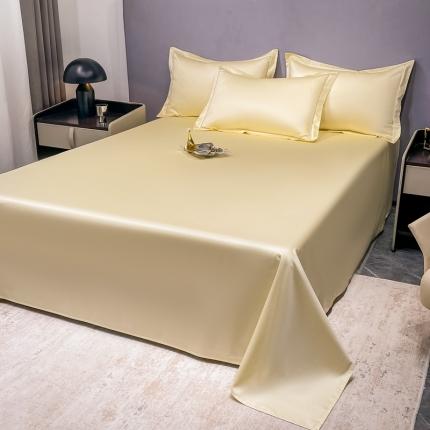 91家纺网 家纺一手货源 找家纺 品乐 2023新款100支长绒棉床单 象牙黄