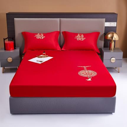 91家纺网 家纺一手货源 找家纺 （总）2025新款新疆长绒棉刺绣婚庆床笠三件套