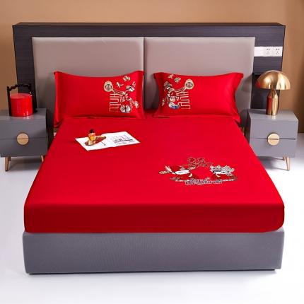 91家纺网 家纺一手货源 找家纺 （总）2025新款新疆长绒棉刺绣婚庆床笠三件套