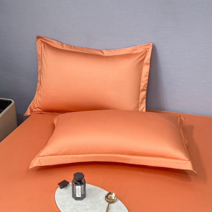 91家纺网 家纺一手货源 找家纺 品乐 2023新款100s长绒棉枕套48*74爱马仕橙