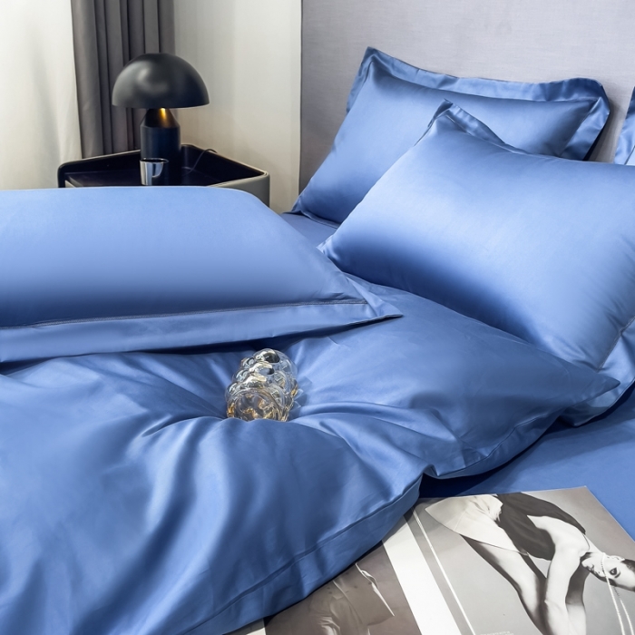 91家纺网 家纺一手货源 找家纺 品乐 2023新款100s长绒棉枕套48*74宾利蓝