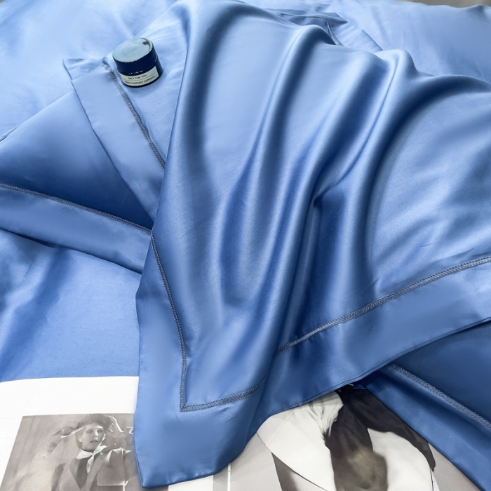 91家纺网 家纺一手货源 找家纺 品乐 2023新款100s长绒棉枕套48*74宾利蓝