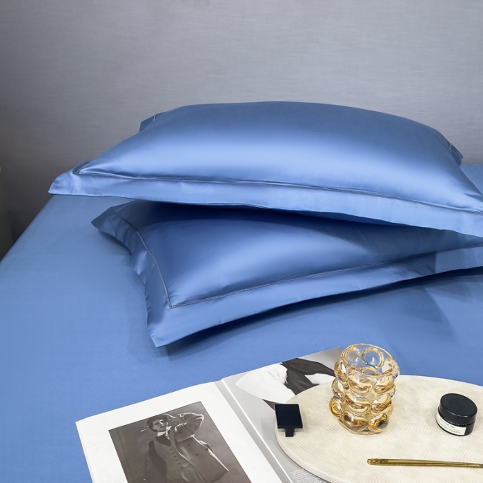 91家纺网 家纺一手货源 找家纺 品乐 2023新款100s长绒棉枕套48*74宾利蓝