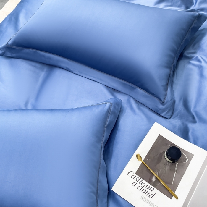 91家纺网 家纺一手货源 找家纺 品乐 2023新款100s长绒棉枕套48*74宾利蓝