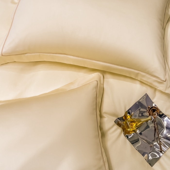 91家纺网 家纺一手货源 找家纺 品乐 2023新款100s长绒棉枕套48*74象牙黄