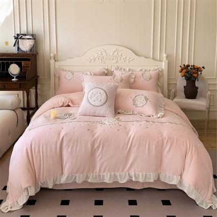 馨蕊 2022秋冬新款轻奢煦暖绒Rose系列四件套 Rose-初夏粉