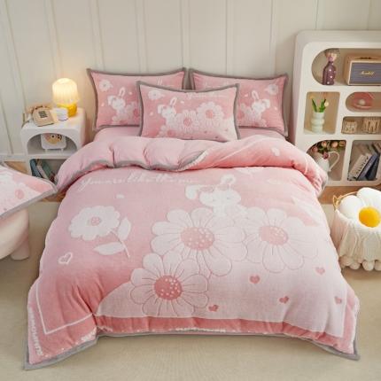 91家纺网 家纺一手货源 找家纺 （总）丝羽坊 2022新款獭兔绒大版提花四件套