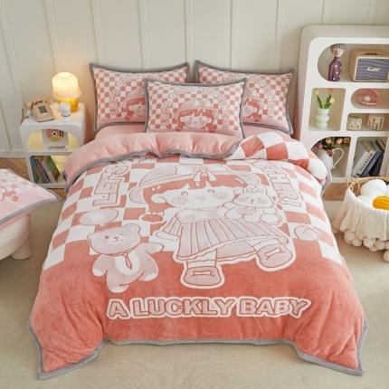 91家纺网 家纺一手货源 找家纺 （总）丝羽坊 2022新款獭兔绒大版提花四件套