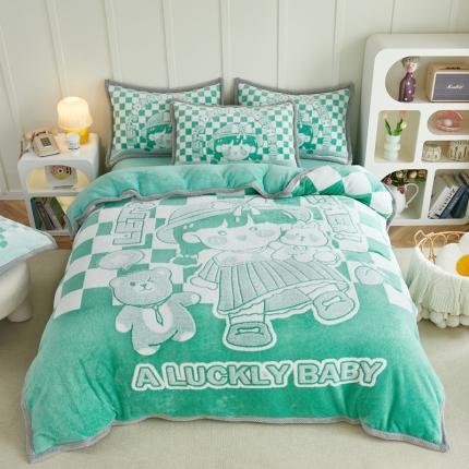 91家纺网 家纺一手货源 找家纺 （总）丝羽坊 2022新款獭兔绒大版提花四件套