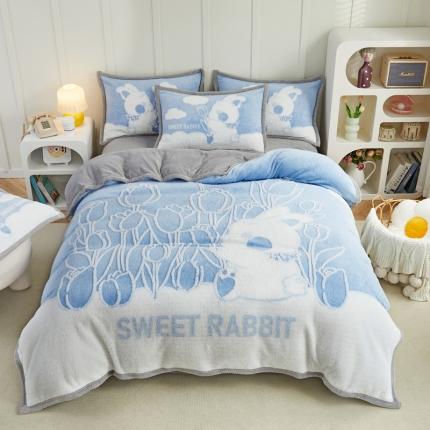 91家纺网 家纺一手货源 找家纺 （总）丝羽坊 2022新款獭兔绒大版提花四件套