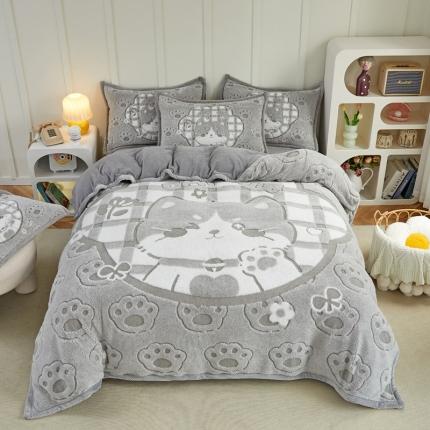 91家纺网 家纺一手货源 找家纺 （总）丝羽坊 2022新款獭兔绒大版提花四件套