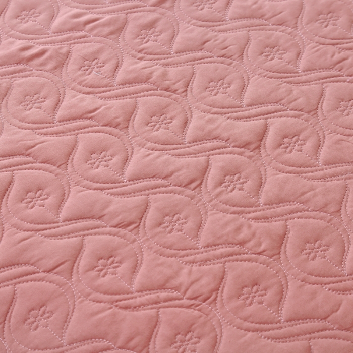 91家纺网 家纺一手货源 找家纺 OL家纺 2022新款纯色全棉夹棉床盖单件三件套 豆沙