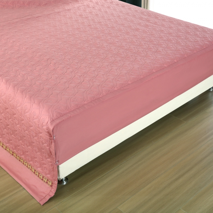 91家纺网 家纺一手货源 找家纺 OL家纺 2022新款纯色全棉夹棉床盖单件三件套 豆沙