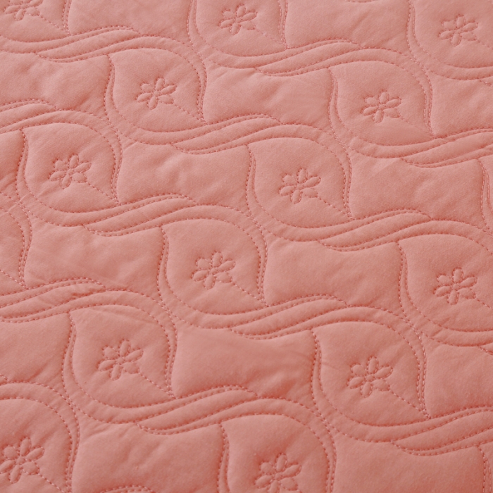 91家纺网 家纺一手货源 找家纺 OL家纺 2022新款纯色全棉夹棉床盖单件三件套 粉玉