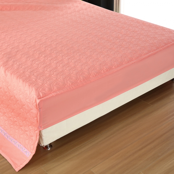 91家纺网 家纺一手货源 找家纺 OL家纺 2022新款纯色全棉夹棉床盖单件三件套 粉玉