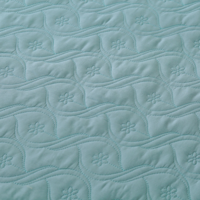 91家纺网 家纺一手货源 找家纺 OL家纺 2022新款纯色全棉夹棉床盖单件三件套 湖兰