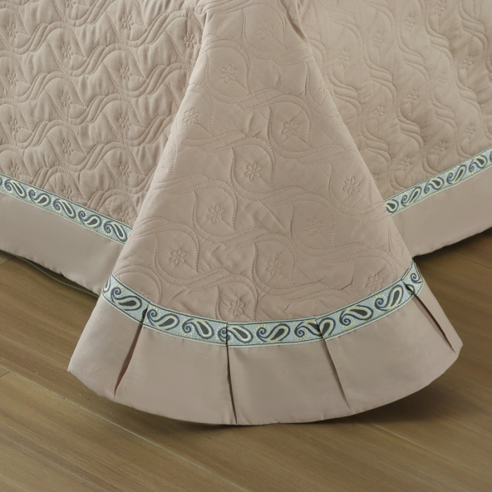 91家纺网 家纺一手货源 找家纺 OL家纺 2022新款纯色全棉夹棉床盖单件三件套 卡其