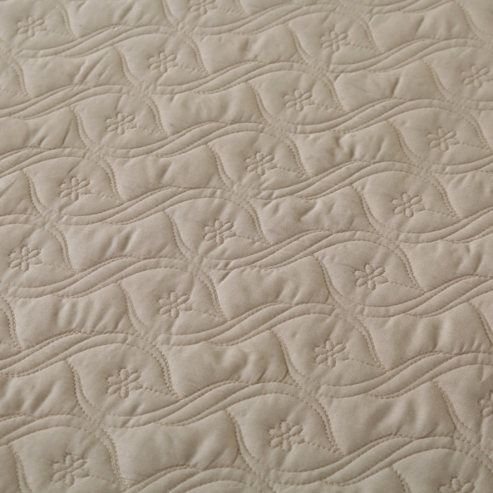 91家纺网 家纺一手货源 找家纺 OL家纺 2022新款纯色全棉夹棉床盖单件三件套 卡其