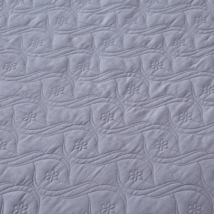 91家纺网 家纺一手货源 找家纺 OL家纺 2022新款纯色全棉夹棉床盖单件三件套 浅紫