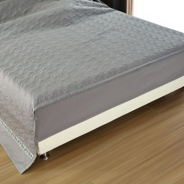 91家纺网 家纺一手货源 找家纺 OL家纺 2022新款纯色全棉夹棉床盖单件三件套 深灰