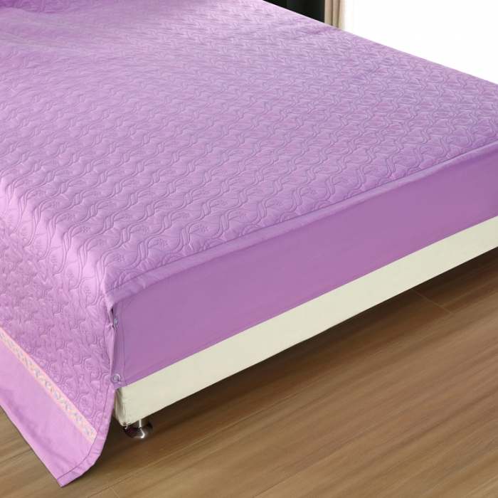 91家纺网 家纺一手货源 找家纺 OL家纺 2022新款纯色全棉夹棉床盖单件三件套 深紫