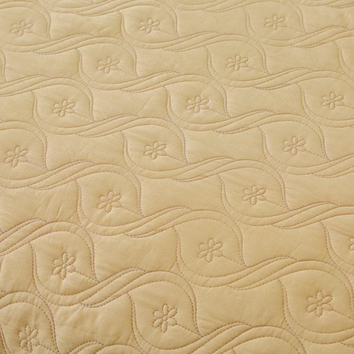 91家纺网 家纺一手货源 找家纺 OL家纺 2022新款纯色全棉夹棉床盖单件三件套 驼色