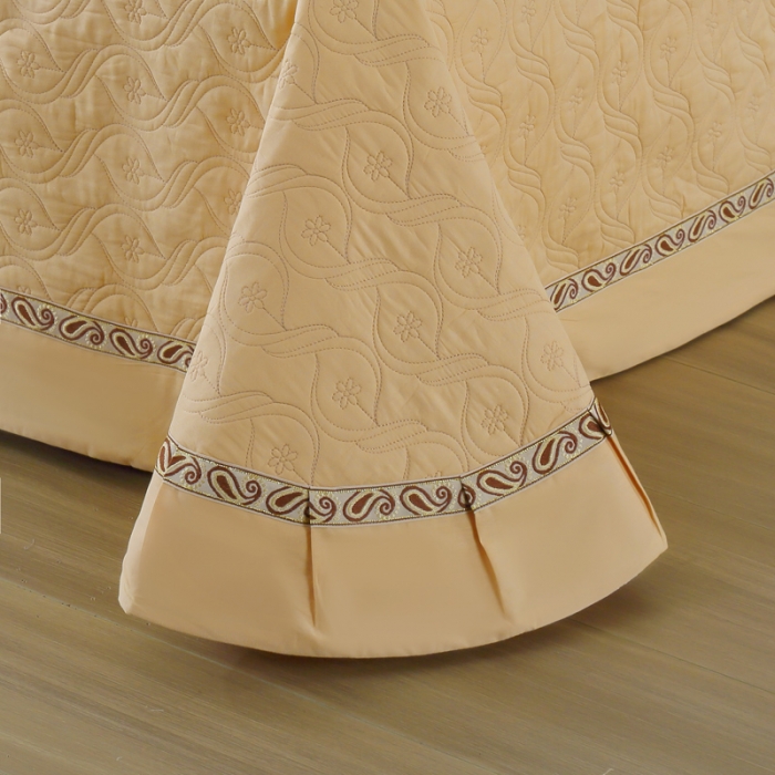 91家纺网 家纺一手货源 找家纺 OL家纺 2022新款纯色全棉夹棉床盖单件三件套 驼色