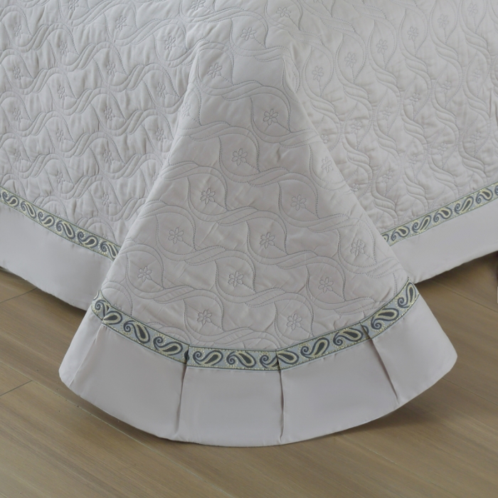 91家纺网 家纺一手货源 找家纺 OL家纺 2022新款纯色全棉夹棉床盖单件三件套 银灰