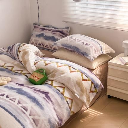 91家纺网 家纺一手货源 找家纺 （总）顾里 2022新款ins少女保暖牛奶绒套件 场景一