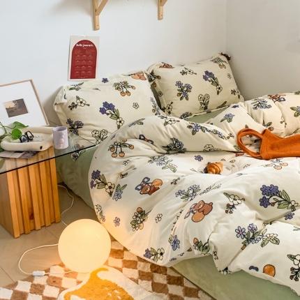 91家纺网 家纺一手货源 找家纺 （总）顾里 2022新款ins少女保暖牛奶绒套件 场景一