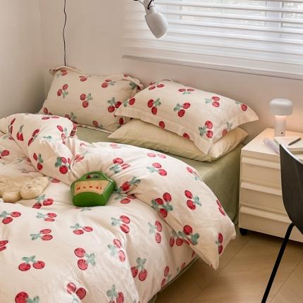 91家纺网 家纺一手货源 找家纺 （总）顾里 2022新款ins少女保暖牛奶绒套件 场景一