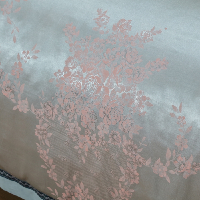 91家纺网 家纺一手货源 找家纺 OL家纺 新款色织欧式丝加棉大提花床裙夹棉四面围布四件套 淡雅如心-水绿