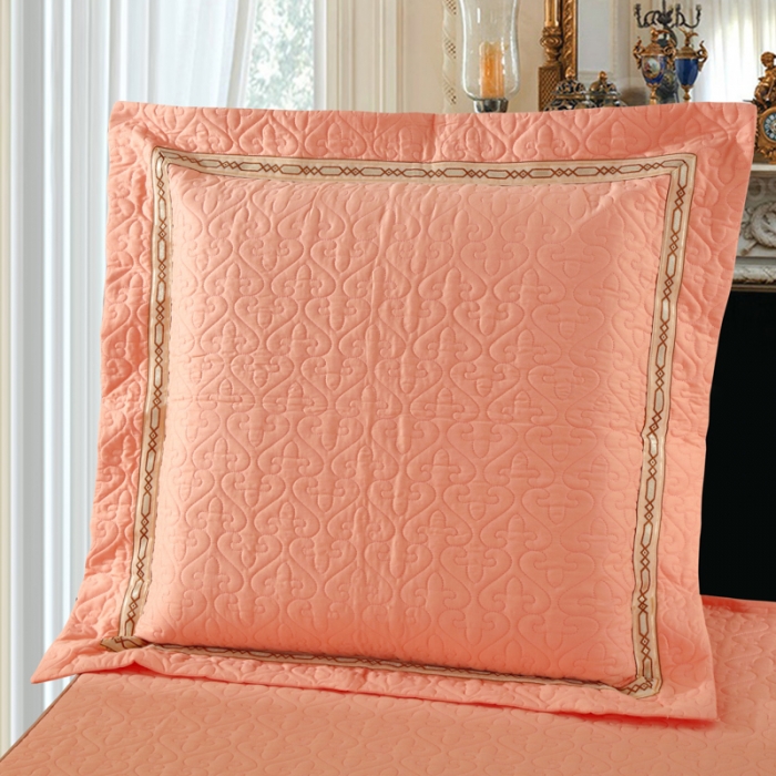 91家纺网 家纺一手货源 找家纺 OL家纺 新款色织欧式丝加棉大提花床裙夹棉四面围布四件套 淡雅如心-象牙玉