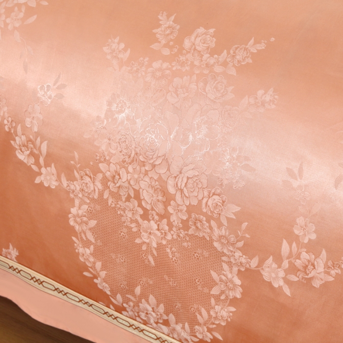 91家纺网 家纺一手货源 找家纺 OL家纺 新款色织欧式丝加棉大提花床裙夹棉四面围布四件套 淡雅如心-象牙玉