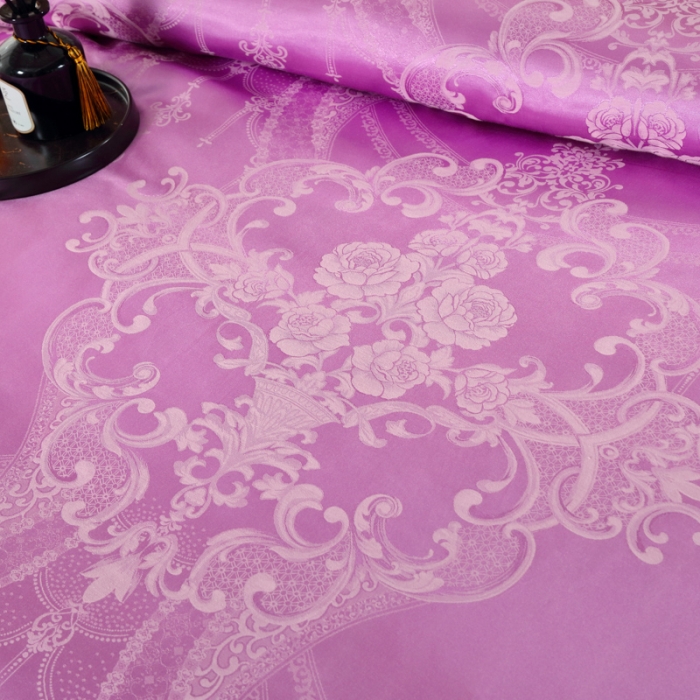 91家纺网 家纺一手货源 找家纺 OL家纺 新款色织欧式丝加棉大提花床裙夹棉四面围布四件套 国色芳华-雪青