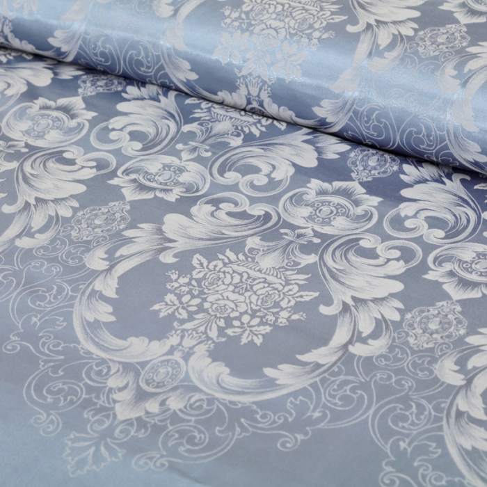 91家纺网 家纺一手货源 找家纺 OL家纺 新款色织欧式丝加棉大提花床裙夹棉四面围布四件套 卡洛琳-兰灰