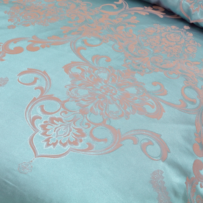 91家纺网 家纺一手货源 找家纺 OL家纺 新款色织欧式丝加棉大提花床裙夹棉四面围布四件套 克里斯娜-繁星兰