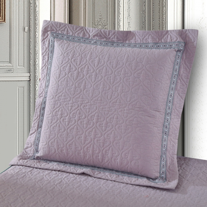 91家纺网 家纺一手货源 找家纺 OL家纺 新款色织欧式丝加棉大提花床裙夹棉四面围布四件套 克里斯娜-金灰