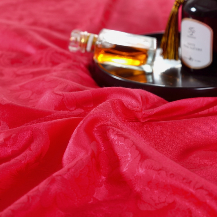 91家纺网 家纺一手货源 找家纺 OL家纺 新款色织欧式丝加棉大提花床裙夹棉四面围布四件套 龙歌凤舞-砖红