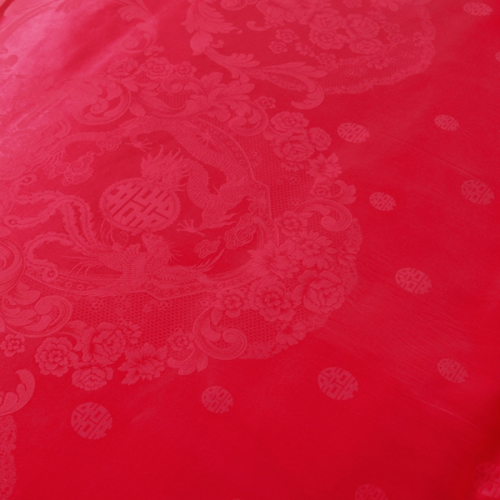 91家纺网 家纺一手货源 找家纺 OL家纺 新款色织欧式丝加棉大提花床裙夹棉四面围布四件套 龙歌凤舞-砖红