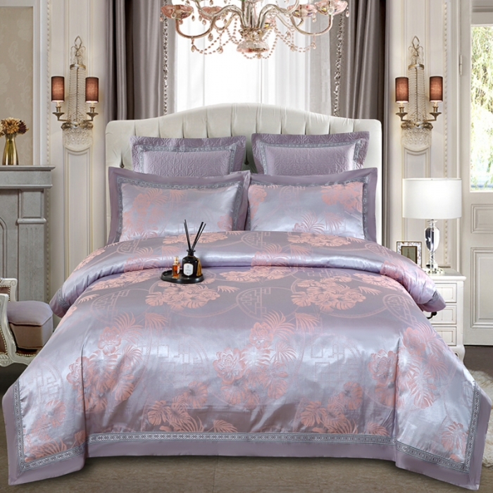 91家纺网 家纺一手货源 找家纺 OL家纺 新款色织欧式丝加棉大提花床裙夹棉四面围布四件套 绿野仙镜-灰