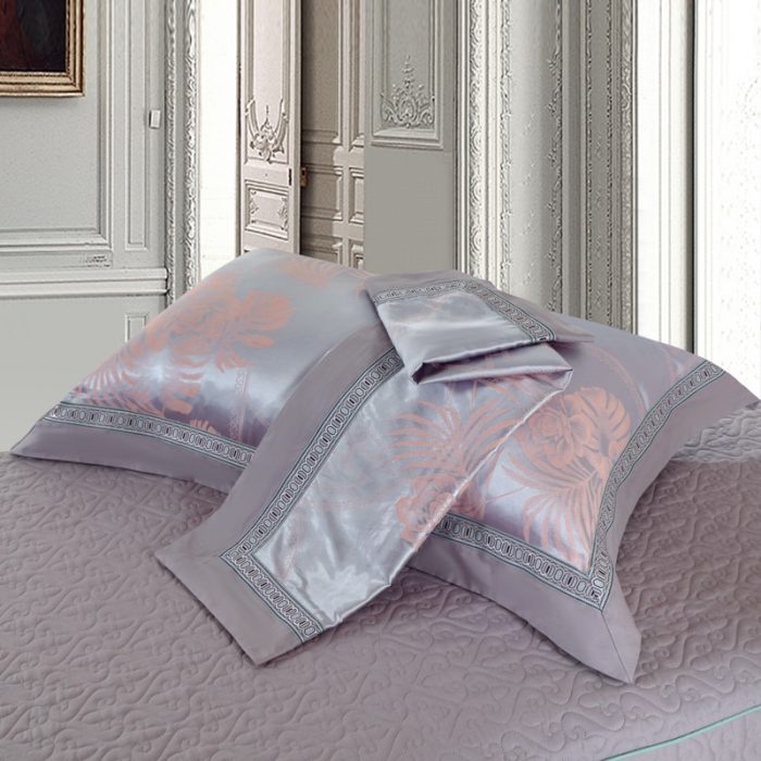 91家纺网 家纺一手货源 找家纺 OL家纺 新款色织欧式丝加棉大提花床裙夹棉四面围布四件套 绿野仙镜-灰