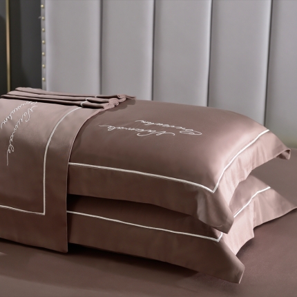 91家纺网 家纺一手货源 找家纺 80支埃及长绒棉时尚绣枕套四件套全棉单件枕套