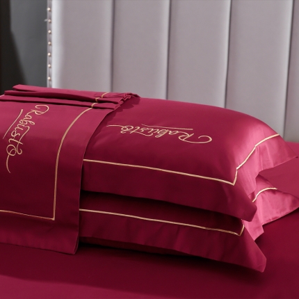 91家纺网 家纺一手货源 找家纺 80支埃及长绒棉时尚绣枕套四件套全棉单件枕套