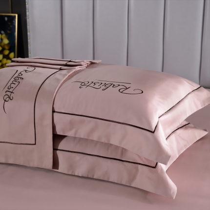 91家纺网 家纺一手货源 找家纺 80支埃及长绒棉时尚绣枕套四件套全棉单件枕套