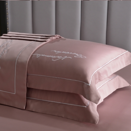 91家纺网 家纺一手货源 找家纺 80支埃及长绒棉时尚绣枕套四件套全棉单件枕套