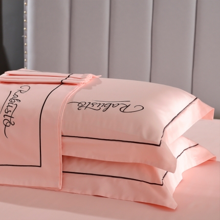 91家纺网 家纺一手货源 找家纺 80支埃及长绒棉时尚绣枕套四件套全棉单件枕套