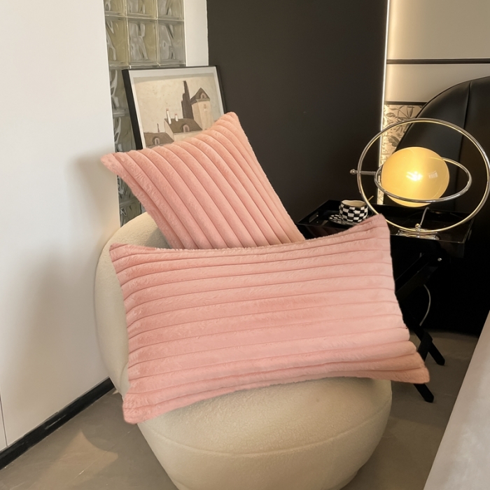 91家纺网 家纺一手货源 找家纺 秀色新品加厚兔毛牛奶绒双面法兰绒撸猫感四件套-克洛伊 粉黛白+浅灰