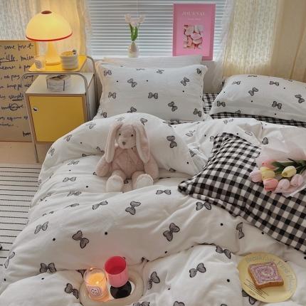 91家纺网 家纺一手货源 找家纺 顾里 2022新款ins少女保暖牛奶绒套件 场景二赫本蝴蝶结